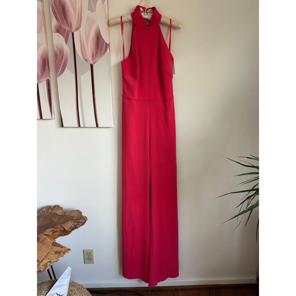 Theia Aerilyn Halter Jumpsuit in color Geranium Size 4 NWT - Picture 4 of 7